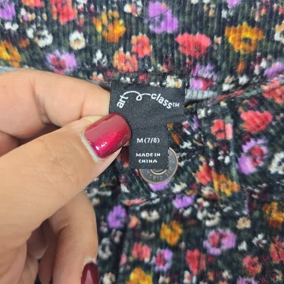 Art Class Girls Floral Corduroy Skirt Size M 7/8 Lined Stretch - Picture 3 of 10